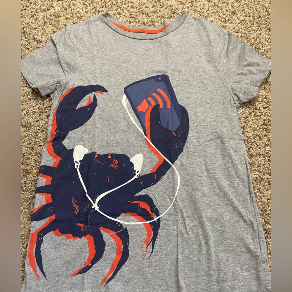 Boden shirt 13/14 gray with crab